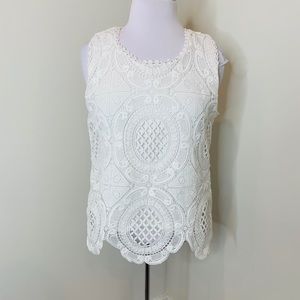 White Lace Sleeveless Top